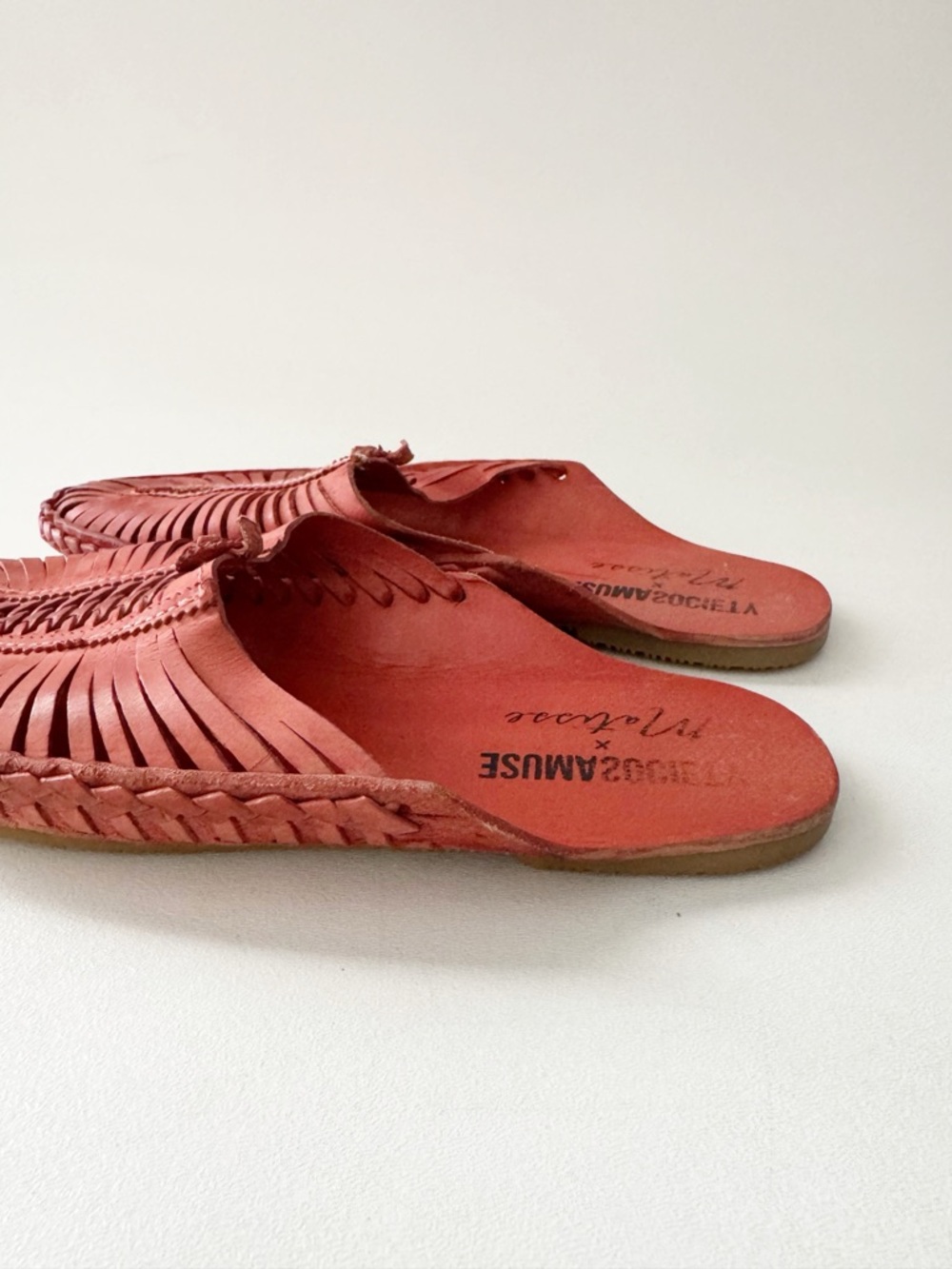 Matisse x Amuse Society Morocco Leather Mule Huarache 9 Artisan Red Boho Mexican - Picture 6 of 10